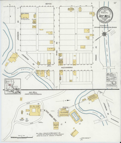 Hot Wells Louisiana 1919 - Fire Insurance Index - Old Map Reprint
