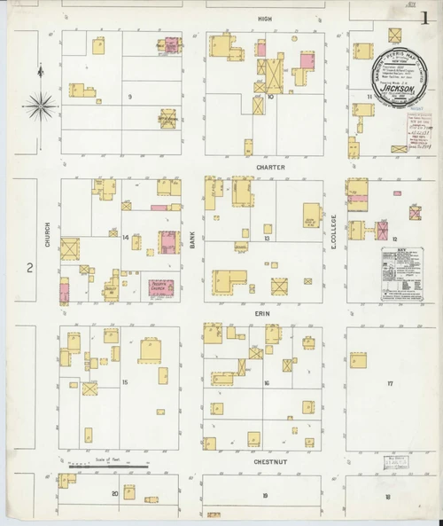 Jackson Louisiana 1900 - Fire Insurance Index - Old Map Reprint