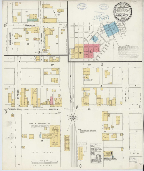 Lafayette Louisiana 1898 - Fire Insurance Index - Old Map Reprint