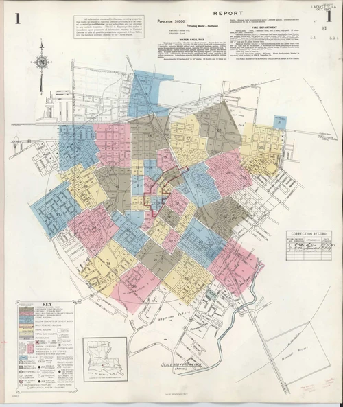 Lafayette Louisiana 1949 - Fire Insurance Index - Old Map Reprint