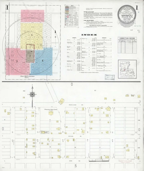 Mamou Louisiana 1946 - Fire Insurance Index - Old Map Reprint
