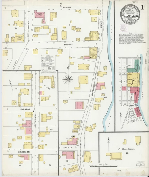 Natchitoches Louisiana 1904 - Fire Insurance Index - Old Map Reprint