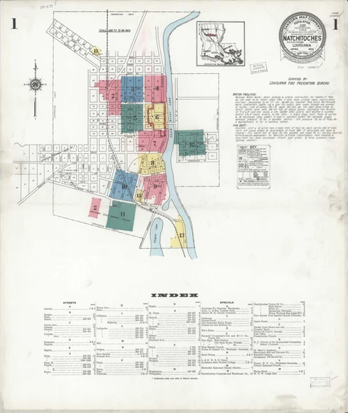 Natchitoches Louisiana 1923 - Fire Insurance Index - Old Map Reprint