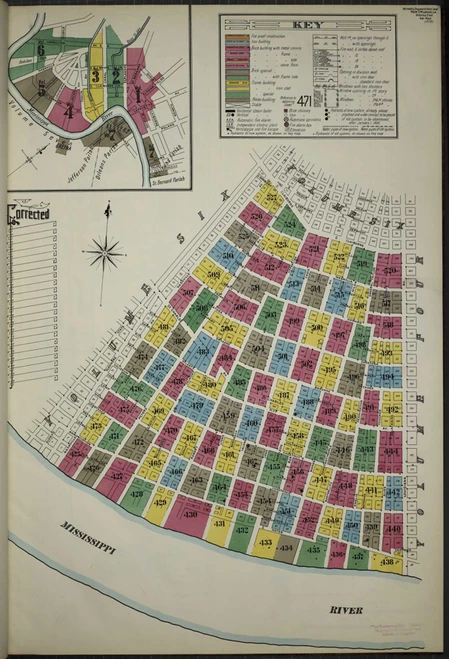 New Orleans Louisiana 1909 V5 - Fire Insurance Index - Old Map Reprint