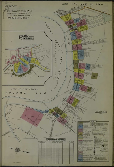 New Orleans Louisiana 1937 V7 - Fire Insurance Index - Old Map Reprint