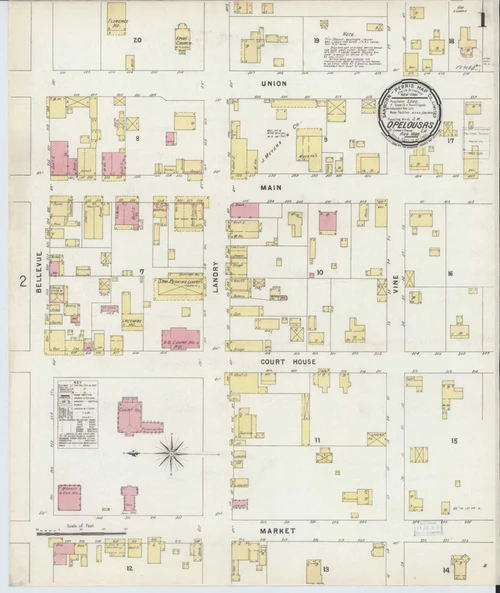 Opelousas Louisiana 1896 - Fire Insurance Index - Old Map Reprint