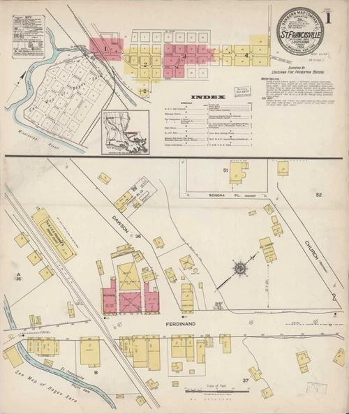 Saint Francisville Louisiana 1922 - Fire Insurance Index - Old Map Reprint