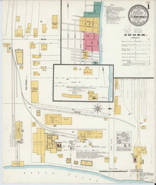 Saint Martinville Louisiana 1903 - Fire Insurance Index - Old Map Reprint