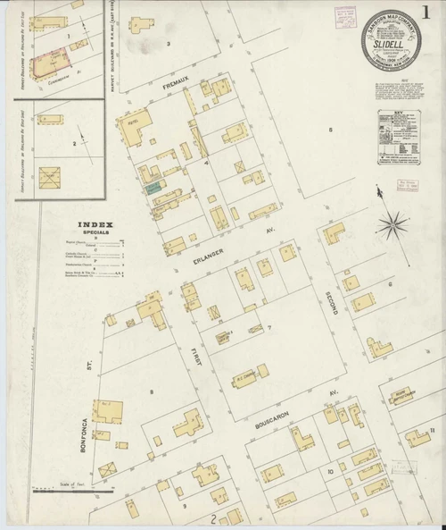 Slidell Louisiana 1906 - Fire Insurance Index - Old Map Reprint