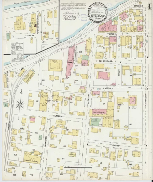 Thibodaux Louisiana 1898 - Fire Insurance Index - Old Map Reprint