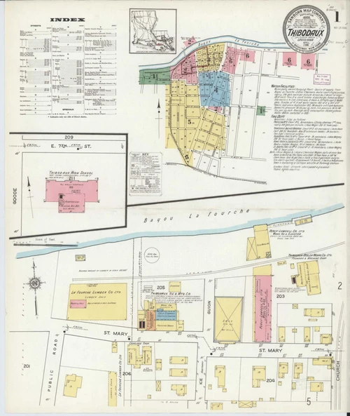 Thibodaux Louisiana 1916 - Fire Insurance Index - Old Map Reprint