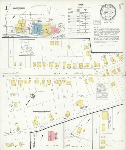 Vidalia Louisiana 1931 - Fire Insurance Index - Old Map Reprint