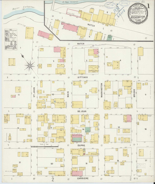 Washington Louisiana 1898 - Fire Insurance Index - Old Map Reprint