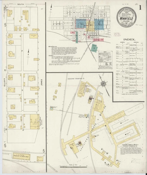 Winnfield Louisiana 1911 - Fire Insurance Index - Old Map Reprint