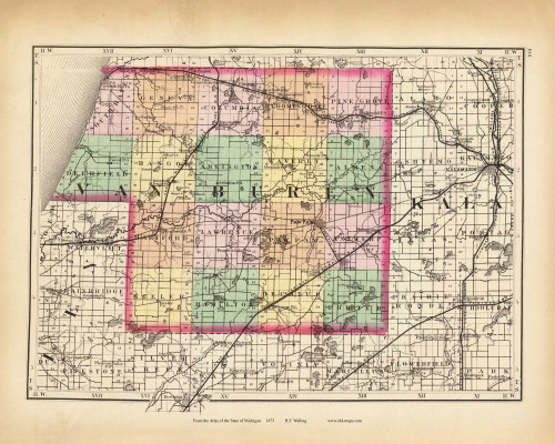 Van Buren 108, Michigan 1873 Old Map Reprint - Walling State Atlas