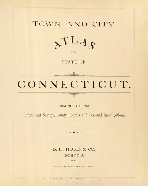 Title Page 0B, Connecticut 1893 Old Map Reprint - Hurd State Atlas