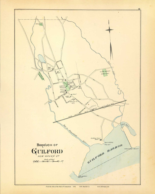 Guilford 89, Connecticut 1893 Old Map Reprint - Hurd State Atlas