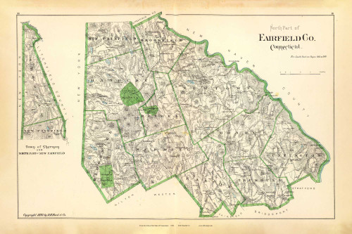 North Part of Fairfield Co. 98-99, Connecticut 1893 Old Map Reprint - Hurd State Atlas