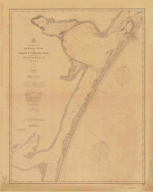 Aransas Pass and Corpus Christi Bay with the coast to Latitude 27° 12' 1908 80000 AT Chart 210 - Texas