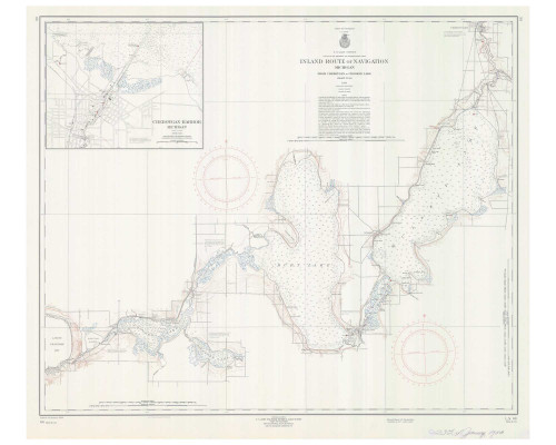 Inland Route of Navigation 1958 BW Lake Michigan Harbor Chart Reprint Great Lakes 7 - 66