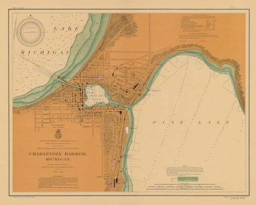 Charlevoix Harbor 1904 Lake Michigan Harbor Chart Reprint Great Lakes 7 - MB4