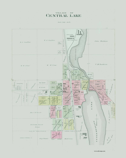 Central Lake Village, Michigan 1897 Old Map CUSTOM Print - Antrim Co. 22-23