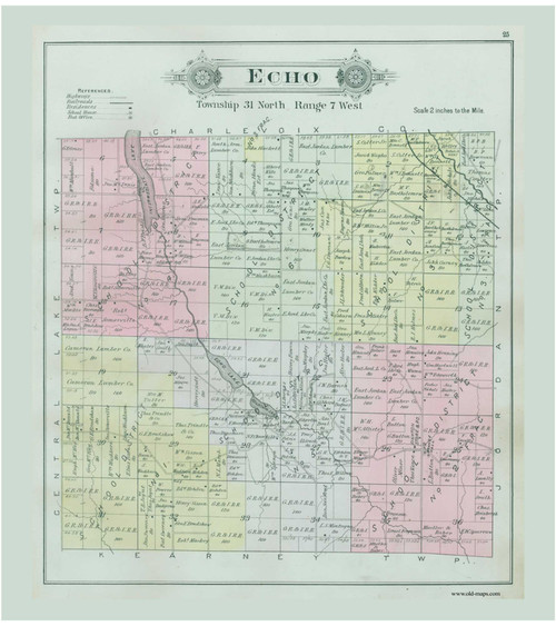 Echo, Michigan 1897 Old Map Print - Antrim Co. 25