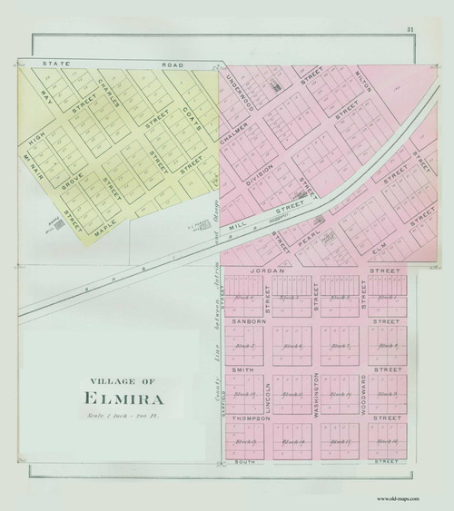 Elmira Village, Michigan 1897 Old Map Print - Antrim Co. 31