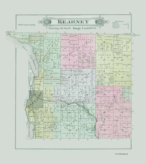 Kearney, Michigan 1897 Old Map Print - Antrim Co. 41