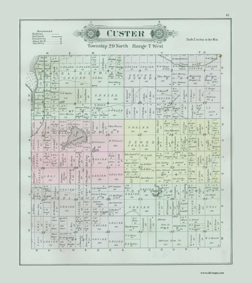 Custer, Michigan 1897 Old Map Print - Antrim Co. 61