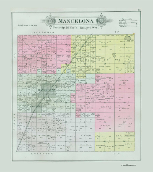 Mancelona, Michigan 1897 Old Map Print - Antrim Co. 65
