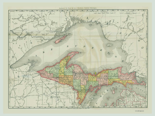 Northern Michigan, Michigan 1897 Old Map Print - Antrim Co. 71-72
