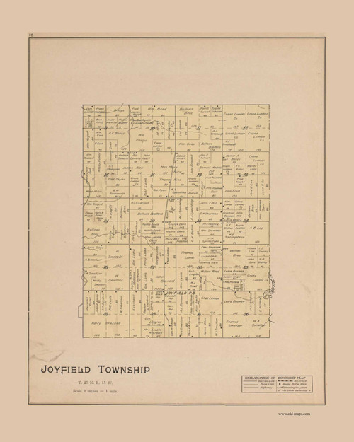 Joyfield Township, Michigan 1901 Old Map Print - Benzie Co. 16
