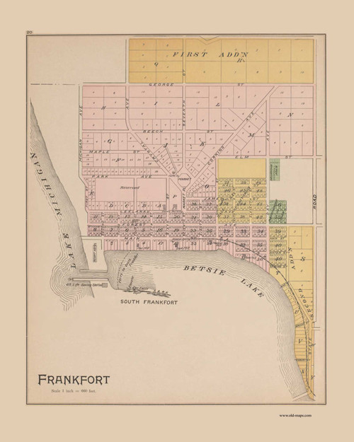 Frankfort, Michigan 1901 Old Map Print - Benzie Co. 20