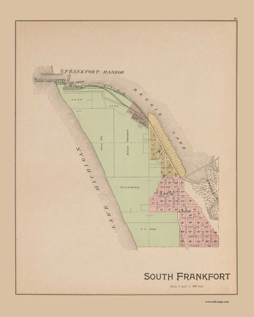 South Frankfort, Michigan 1901 Old Map Print - Benzie Co. 21