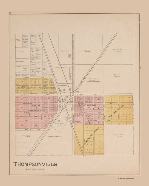 Thompsonville, Michigan 1901 Old Map Print - Benzie Co. 22
