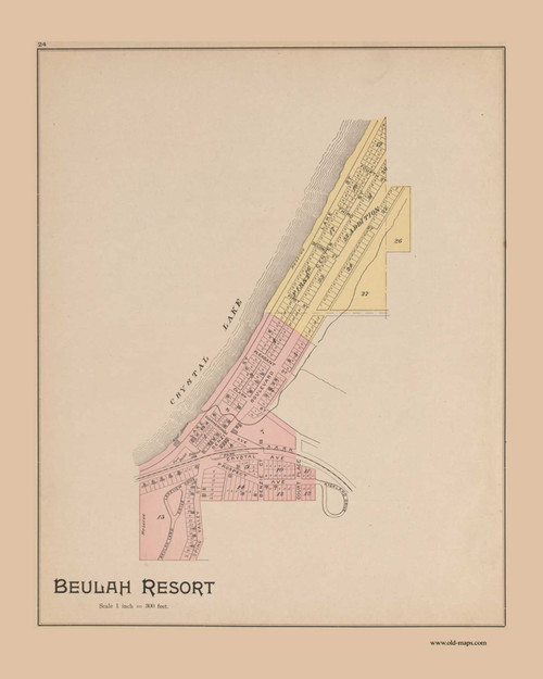Beulah Resort, Michigan 1901 Old Map Print - Benzie Co. 24