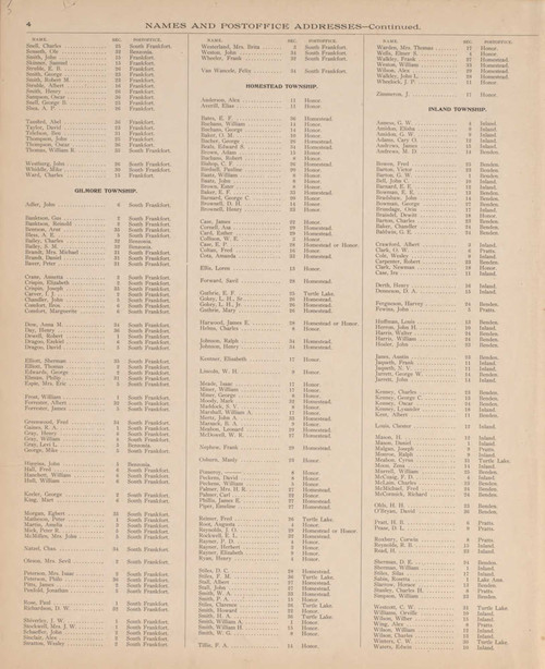 Names 3, Michigan 1901 Old Map Print - Benzie Co. 05