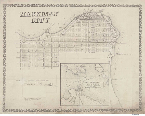 Mackinaw 1857 Mansfield - Old Map Reprint - Michigan/Cities