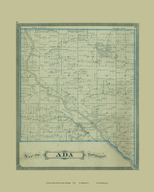 Ada Township, Michigan 1876 Old Map Print - Kent Co. 08