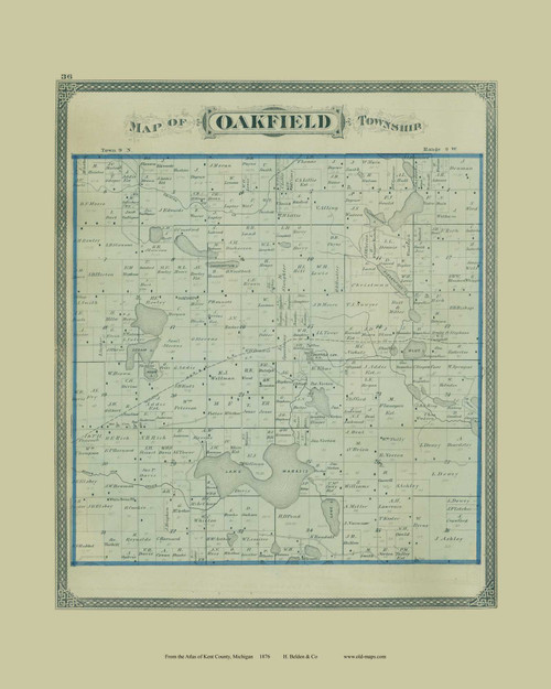 Oakfield Township, Michigan 1876 Old Map Print - Kent Co. 36