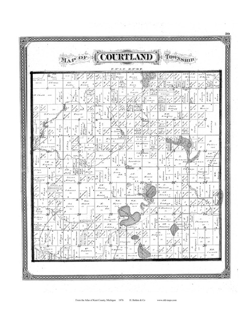 Courtland Township, Michigan 1876 Old Map Print - Kent Co. 39