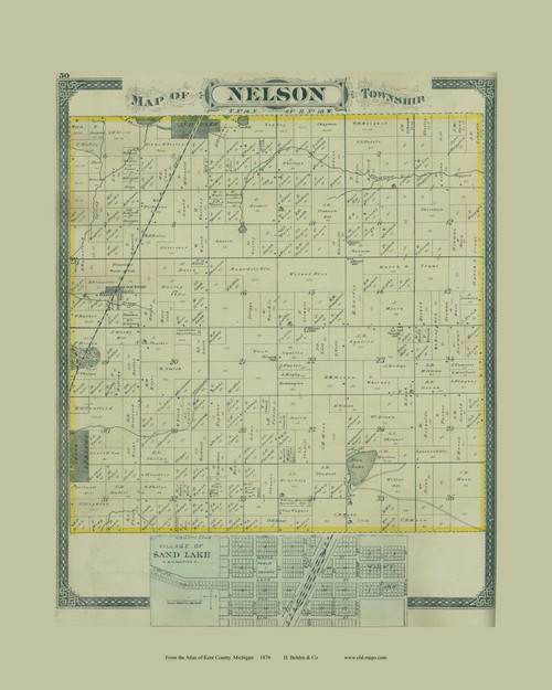 Nelson Township, Michigan 1876 Old Map Print - Kent Co. 50