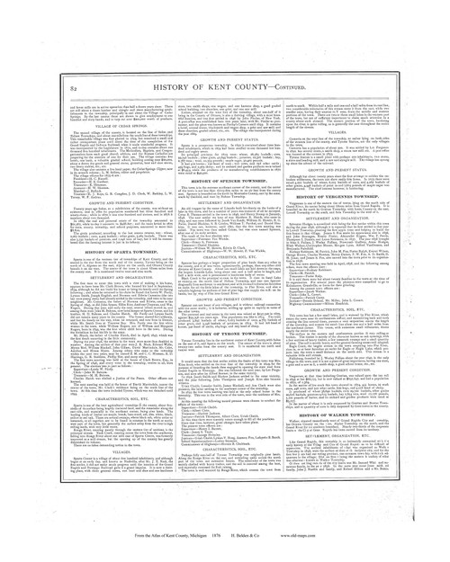 History, Michigan 1876 Old Map Print - Kent Co. 82