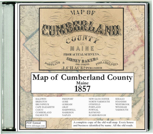 Map of Cumberland County, Maine, 1857, CDROM Old Map