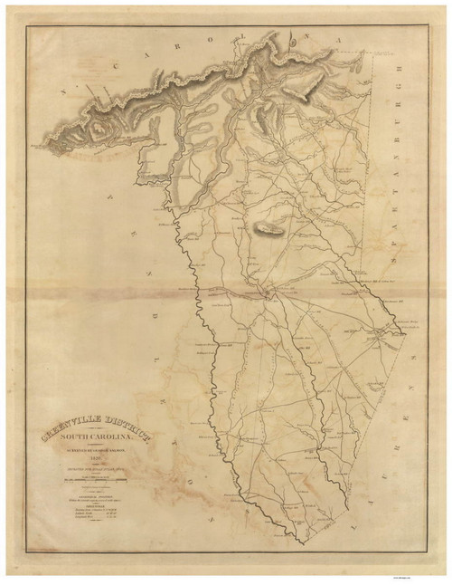 Greenville District, 1825 South Carolina - Old Map Reprint - Mills Atlas RSY