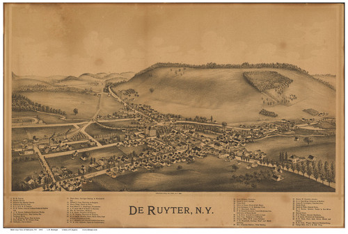 DeRuyter, New York 1892 Bird's Eye View - Old Map Reprint