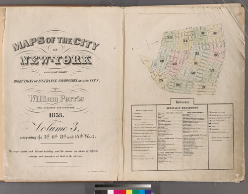 New York City, NY Fire Insurance 1853 Volume 3 Index V3 - Old Map Reprint - New York