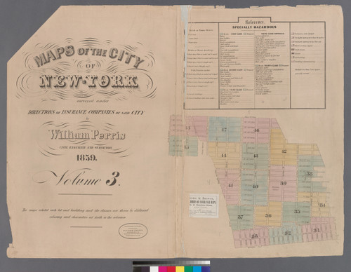 New York City, NY Fire Insurance 1859 Volume 3 Index V3 - Old Map Reprint - New York