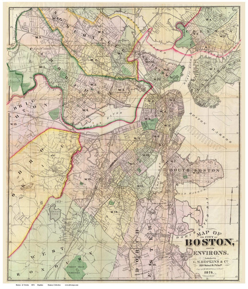 Boston Environs 1874 - Hopkins